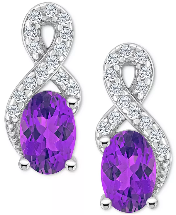 

Серьги-Подвески с родолитовым гранатом (1-1/8 карата tw) и белым топазом (1/6 карата tw) из стерлингового серебра (также с перидотом, цитрином, аметистом и голубым топазом) Macy'S, amethyst