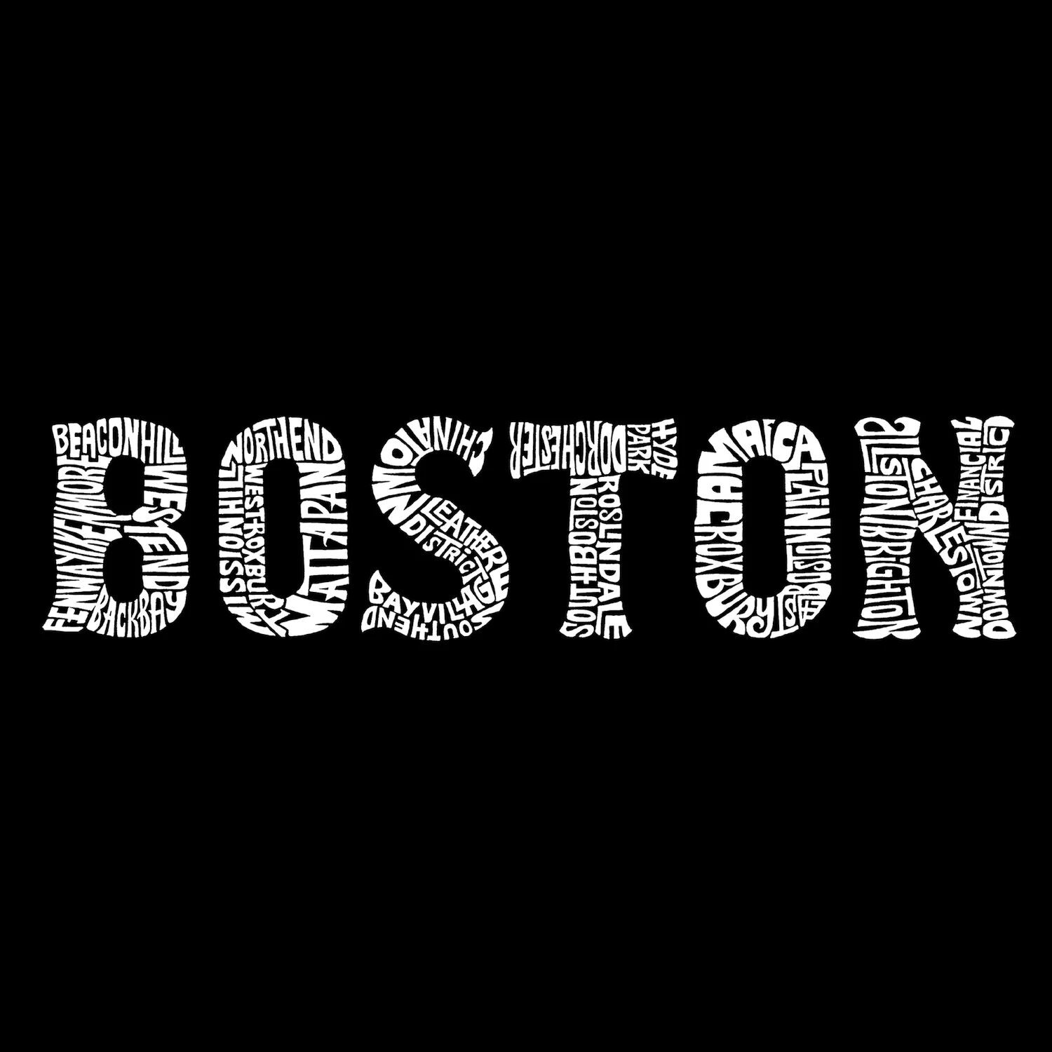 

BOSTON NEIGHBORHOODS — мужская футболка с длинным рукавом с надписью Word Art LA Pop Art