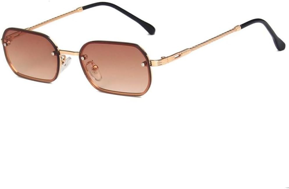 

2027 Модные маленькие прямоугольные солнцезащитные очки в металлической оправе для женщин, винтажные квадратные солнцезащитные очки с защитой от УФ-излучения UV400 MTZJH, 6