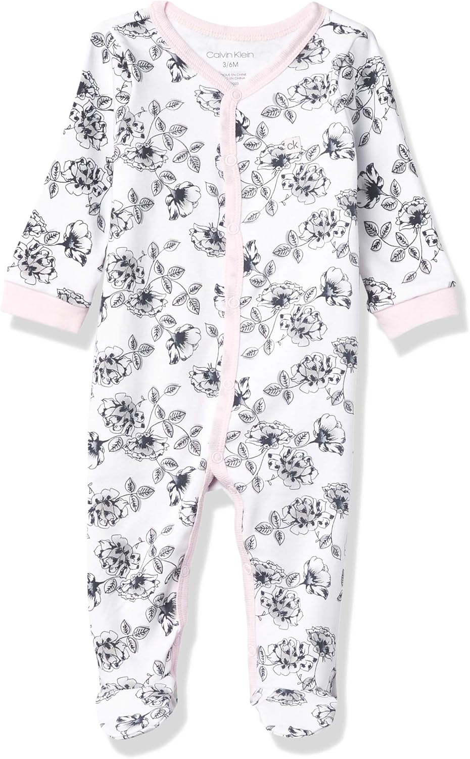 

Calvin Klein Baby-girl CoverallLayette Set, White Cotton/Baby Pink/Black