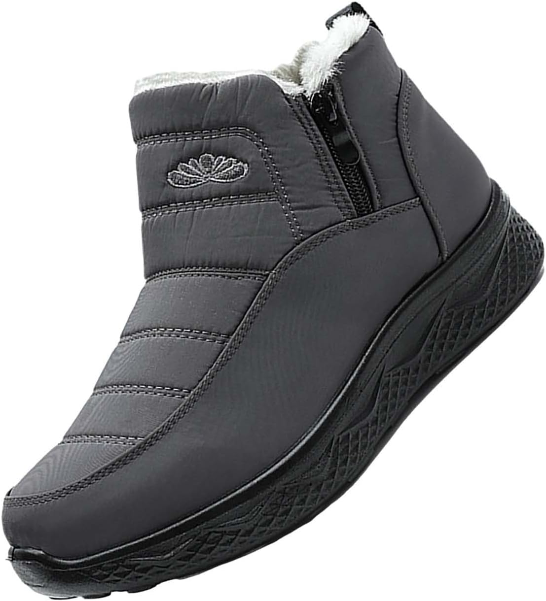 

Теплые зимние ботинки для женщин и мужчин, водонепроницаемые с меховой подкладкой, легкие ботинки с нескользящей подошвой для пар Generic, серый