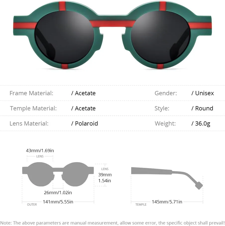 

Солнцезащитные очки HEPIDEM Matte Acetate Vintage Retro Round Polarized Sunglasses for Women UV400 UV Protection Sun Glasses, 9282t Matte Stripe Frame Blue Lens
