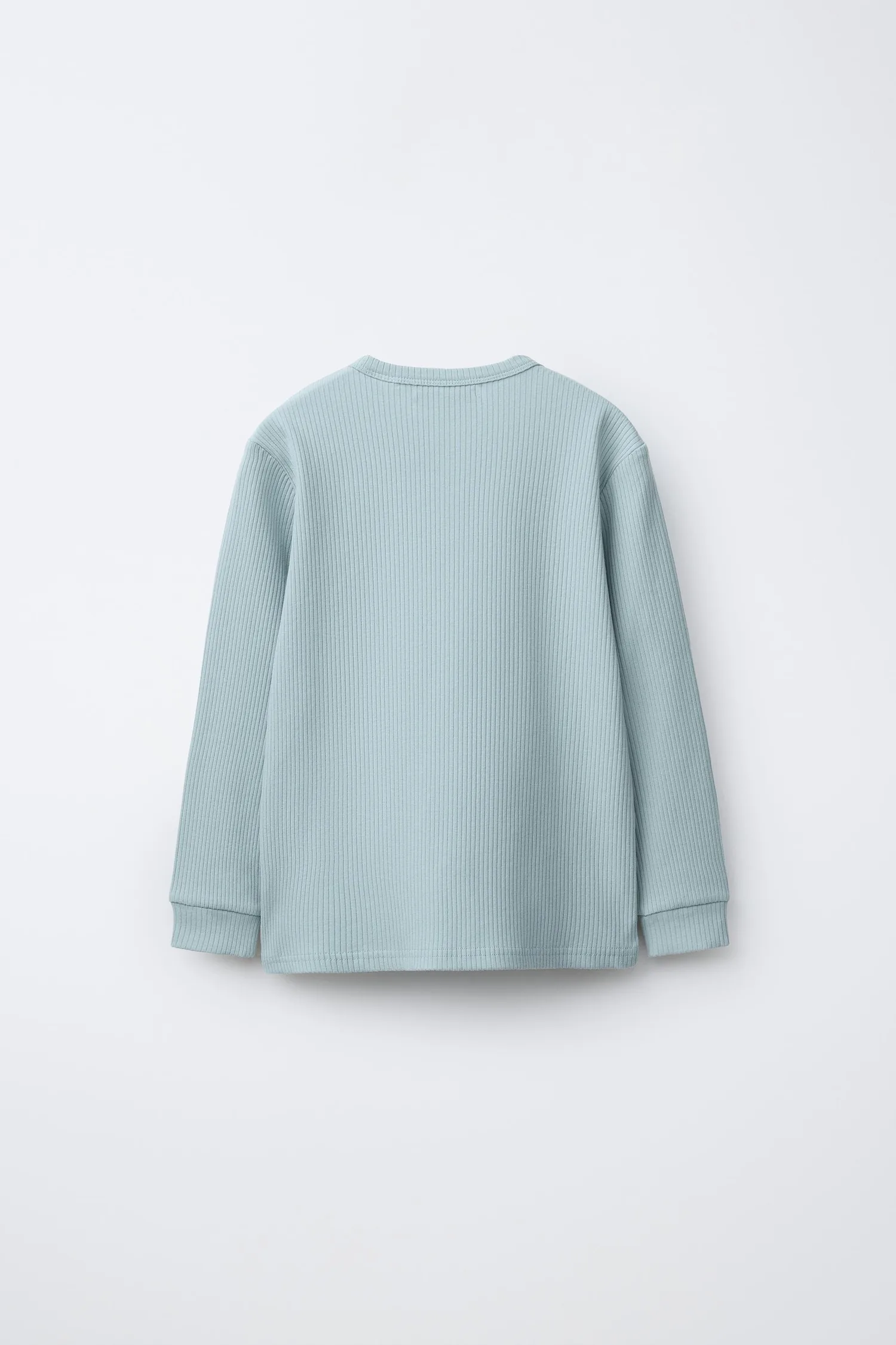 Для детей 6-14 лет / однотонная ребристая пижама Zara, зеленый — фото 3