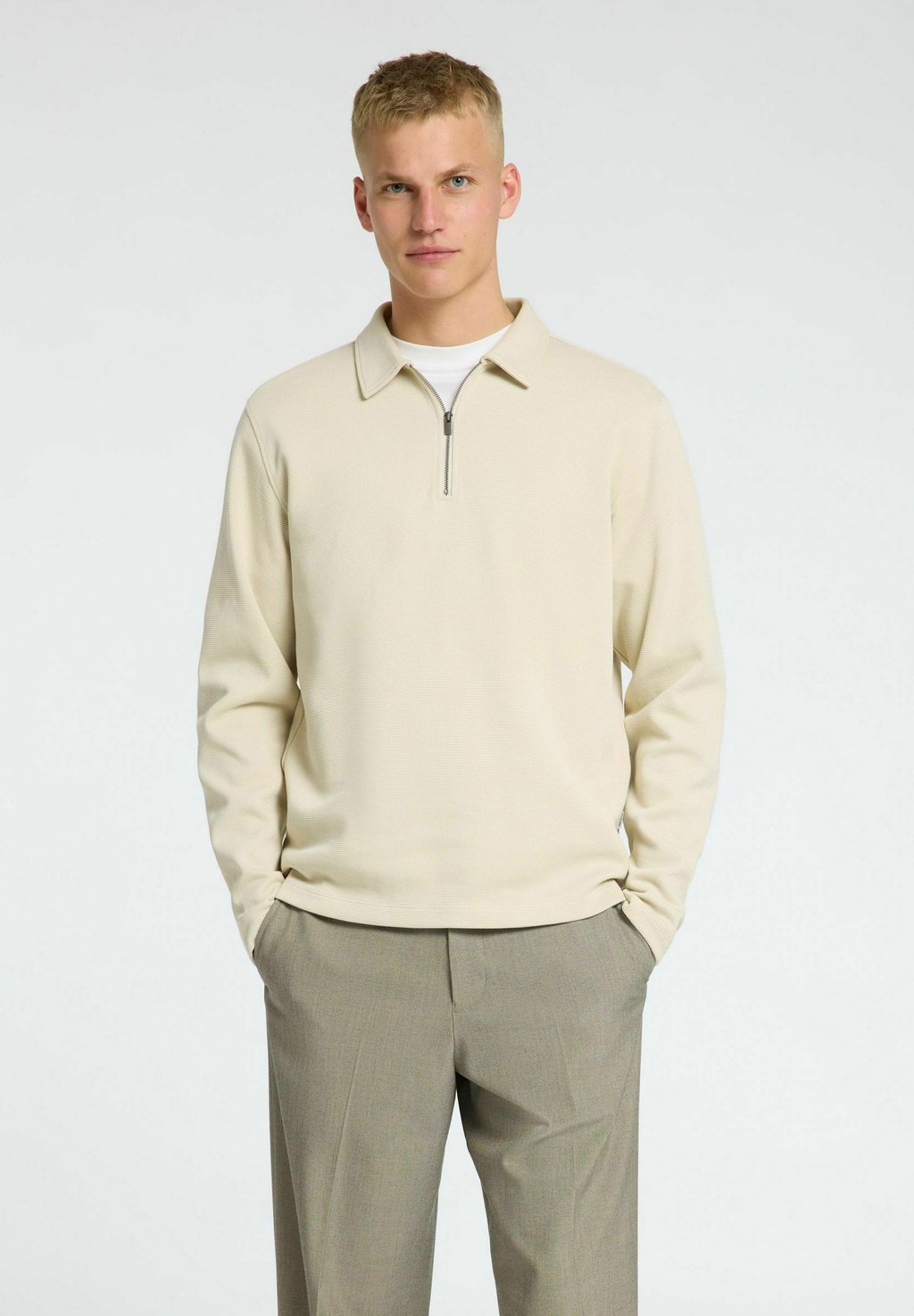 

Рубашка поло LANGARM HALF-ZIP Selected Homme, бежевый