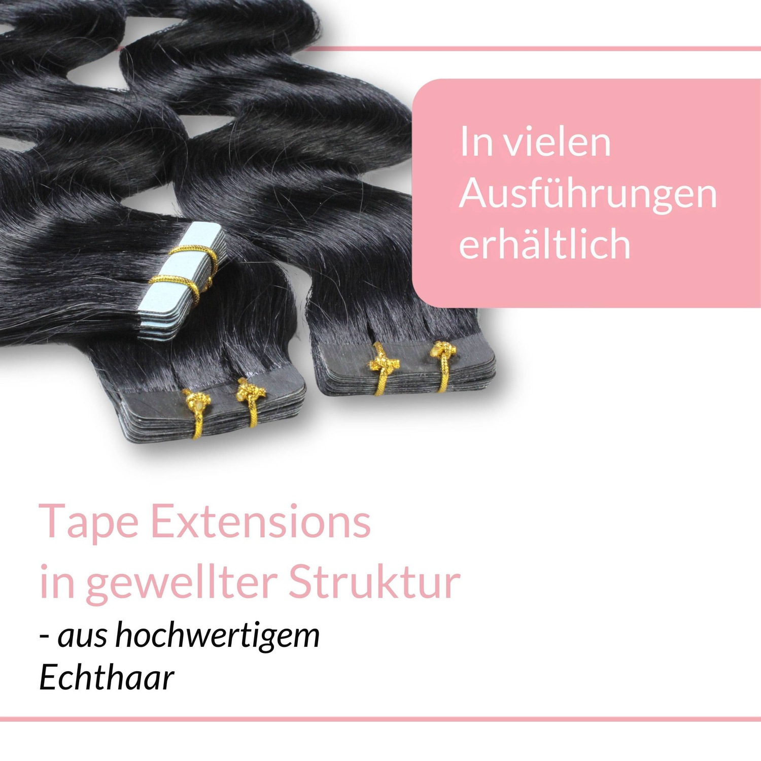 Накладные волосы tape extensions echthaar #2/0 schwarz Hair2Heart, 40cm, количество 10 шт. — фото 3