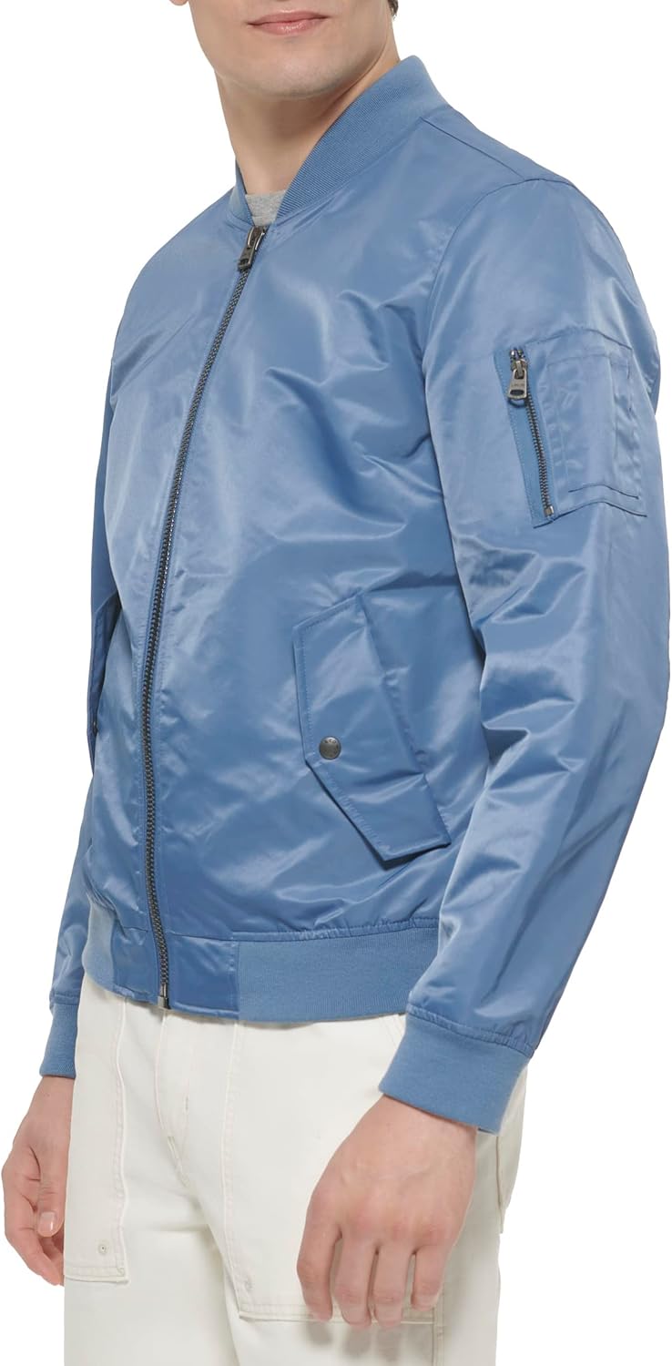 Легкая мужская куртка-бомбер Levi's MA-1 Flight на молнии, Blue Horizon Ma-1 Unfilled — фото 4