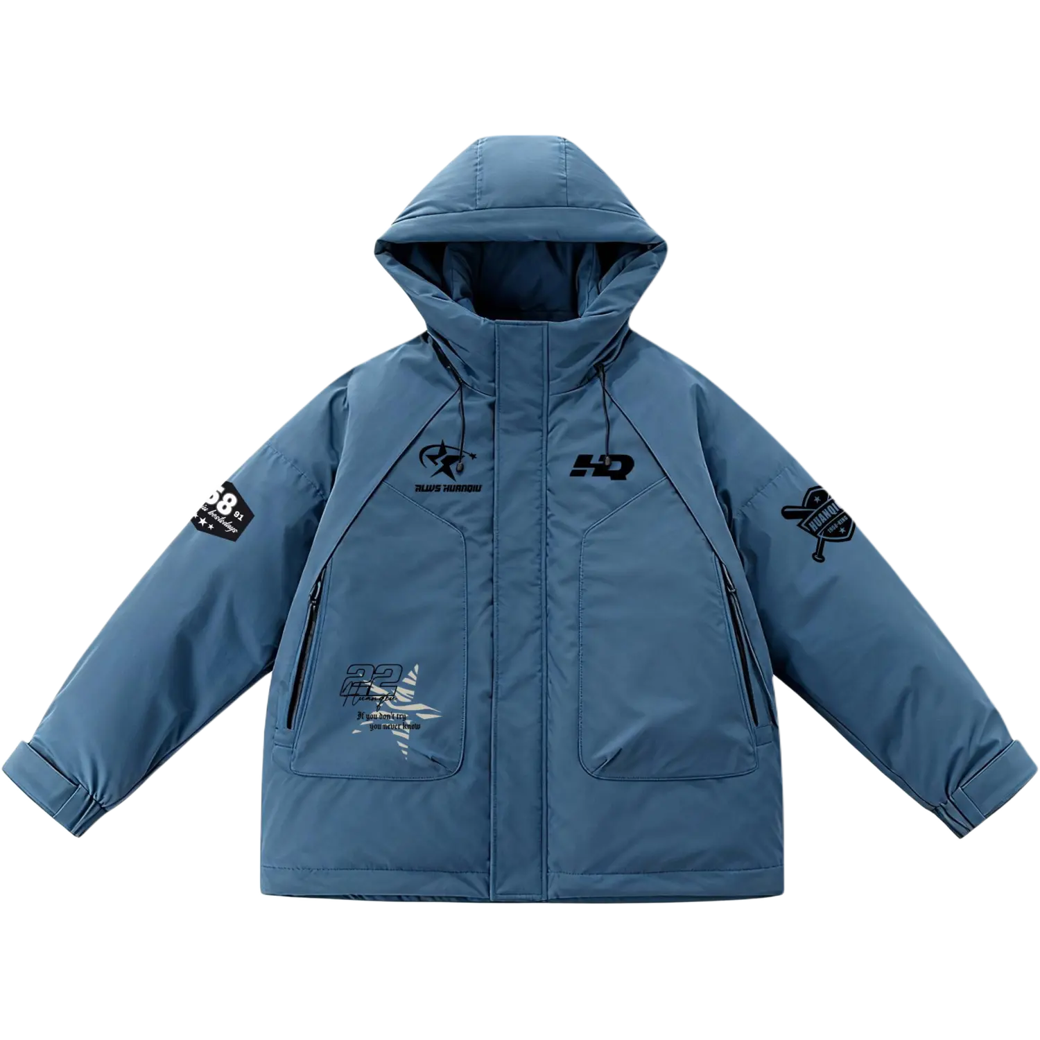 

Пуховик Unisex с капюшоном Moderate HUANQIU, haze синий