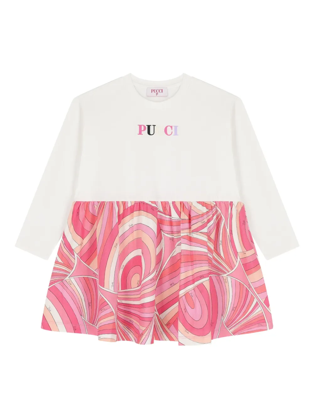 

Платье с вышитым логотипом PUCCI Junior, белый