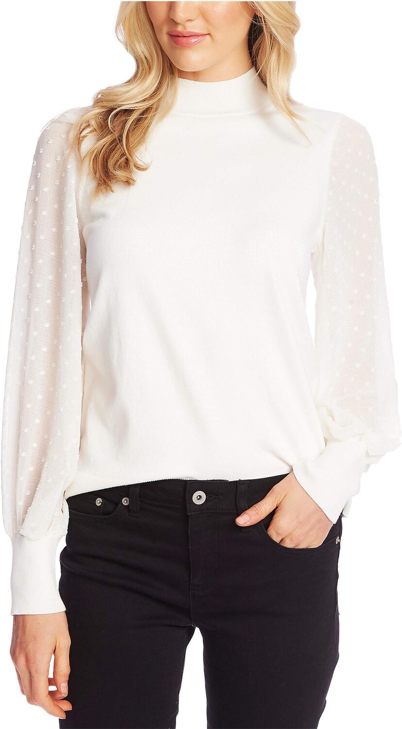 

Свитер CeCe Long Sleeve Mock Neck Clip Sleeve Sweater, цвет Antique White