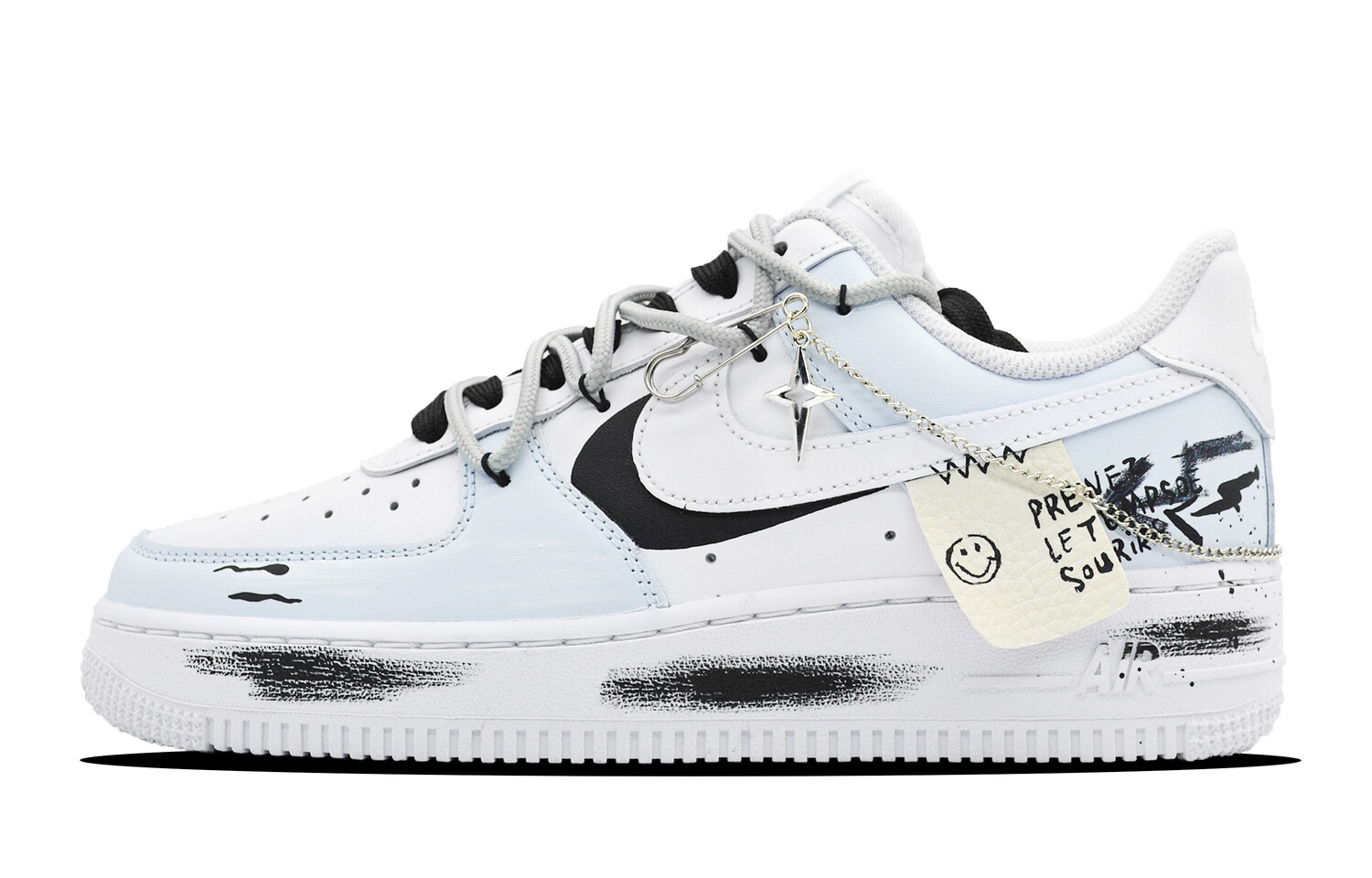 

Кроссовки Nike Air Force 1 Skateboarding Shoes Women's Low-top White/blue/gray, голубой, Синий, Кроссовки Nike Air Force 1 Skateboarding Shoes Women's Low-top White/blue/gray, голубой