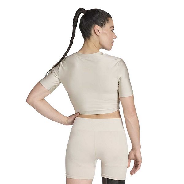 Женская футболка shine crop tee для тренировок Adidas, Wonder Alumina — фото 2