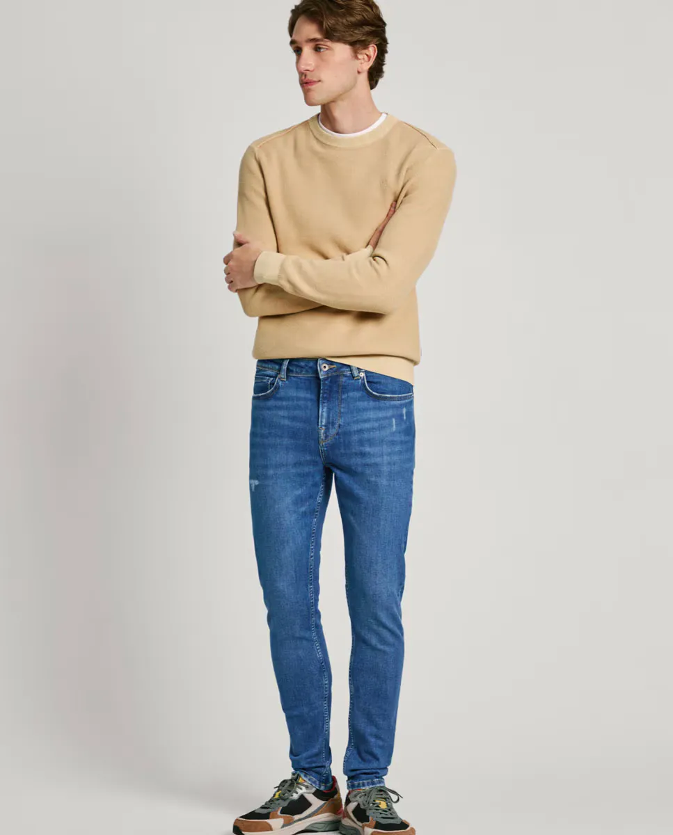 

Мужские джинсы скинни с рваными деталями Pepe Jeans, синий