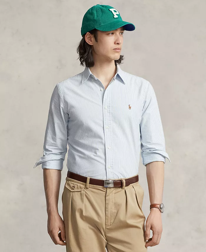 

Мужская классическая оксфордская рубашка с длинным рукавом Polo Ralph Lauren, синий