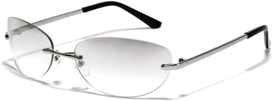 

Солнцезащитные очки в стиле стимпанк без оправы для женщин и мужчин, панк-очки, очки для активного отдыха, очки с защитой от УФ-излучения UV400 MTZJH, Clear Silver