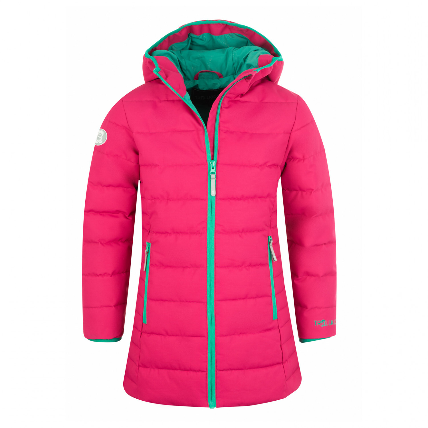 

Пальто Trollkids Girl's Stavanger Coat, цвет Pink/Peacock Green