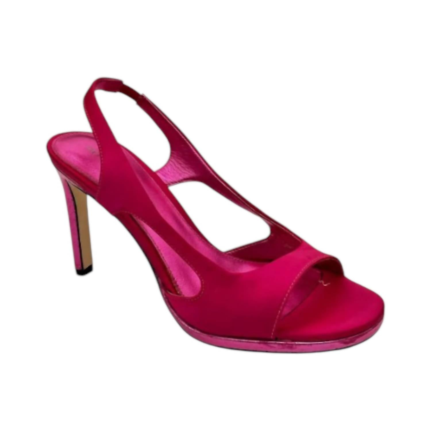 Женские босоножки Kaylay Slingback Heeled Sandals из атласа цвета фуксии Donald Pliner, цвет fuchsia satin