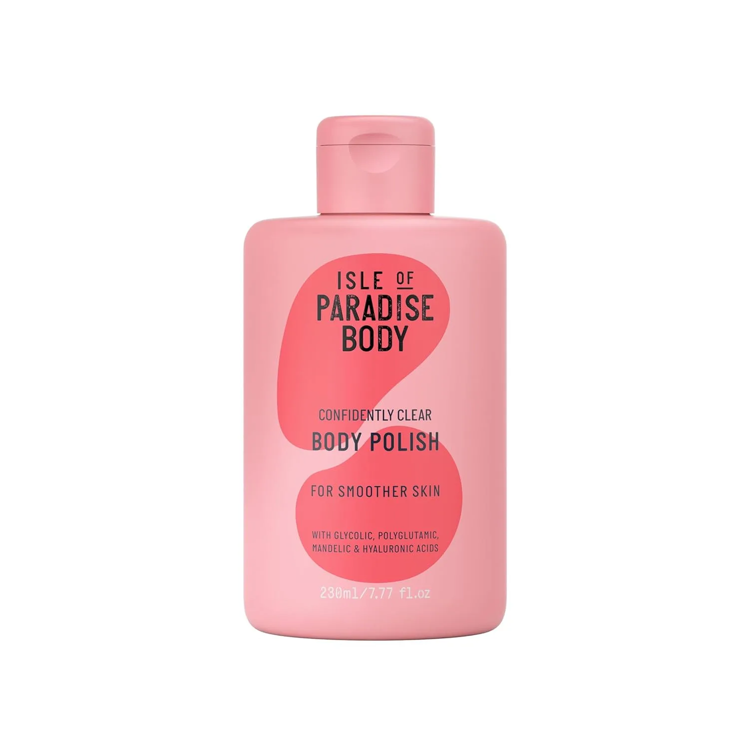 Isle of Paradise Confidently Clear Body Polish - скраб для тела с гликолевой, полиглутаминовой, миндальной и гиалуроновой кислотами, 230 мл, orange