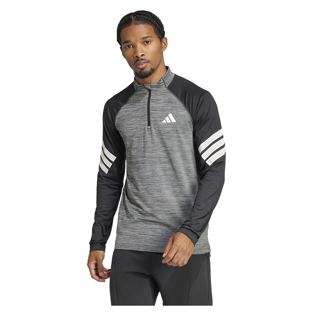

Лонгслив adidas Icon 3 Stripes half zip, серый