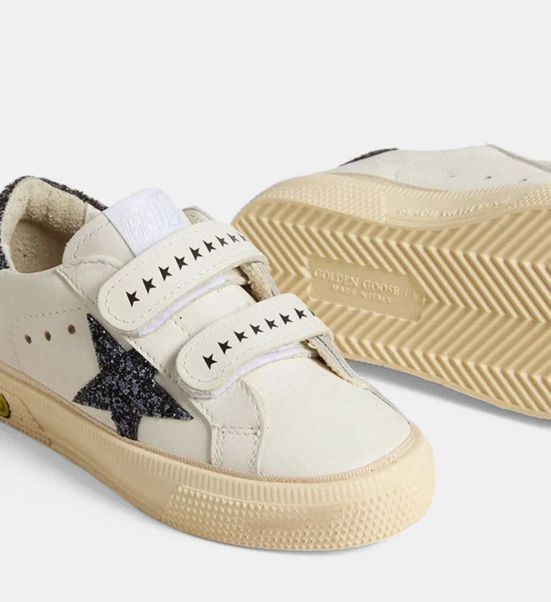 Низкие кеды May School из телячьей кожи с пайетками GOLDEN GOOSE, бежевый — фото 4