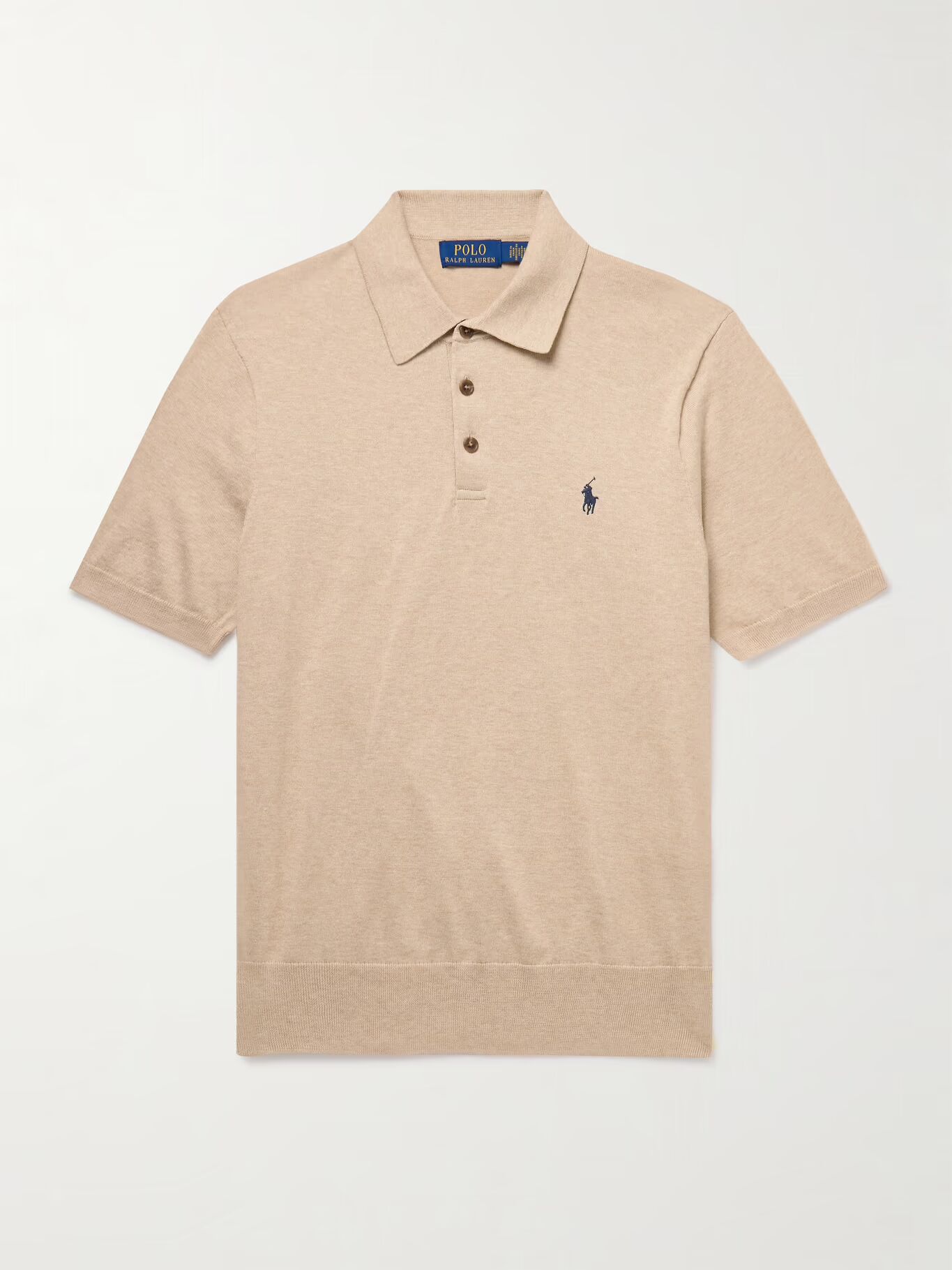 

Хлопковая рубашка-поло с вышитым логотипом POLO RALPH LAUREN, бежевый