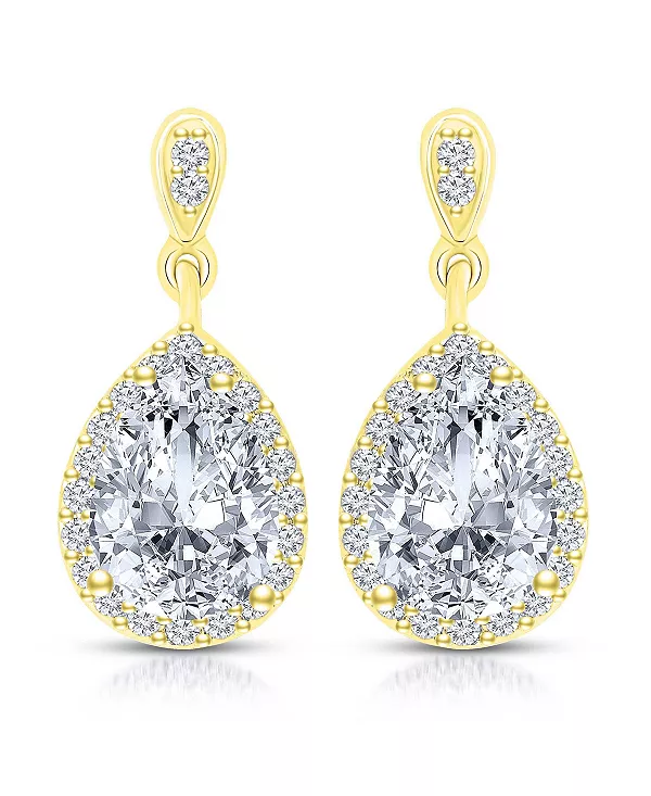 

Серьги-Подвески грушевидной формы из стерлингового серебра с кубическим цирконием Genevive, gold