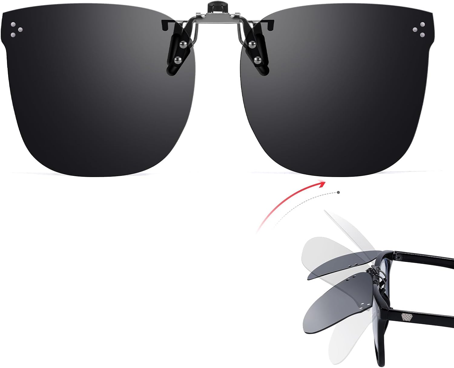 

Поляризованные солнцезащитные очки Trysee с зажимом для ношения поверх очков с диоптриями, защита UV400 (включая модели с откидной и неоткидной застежкой) TS-CO-3168, Black - Flip Up