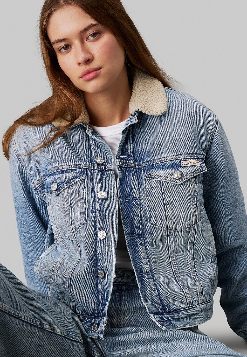 

Джинсовая куртка SHERPA Calvin Klein Jeans, синий деним