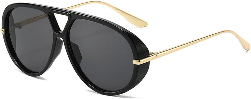 

Мужские солнцезащитные очки с двойной перемычкой большого размера в стиле ретро, ​​оранжевые солнцезащитные очки для женщин, модные очки-маски, защита от УФ-излучения UV400 для мужчин TKKTLLT, Black-black