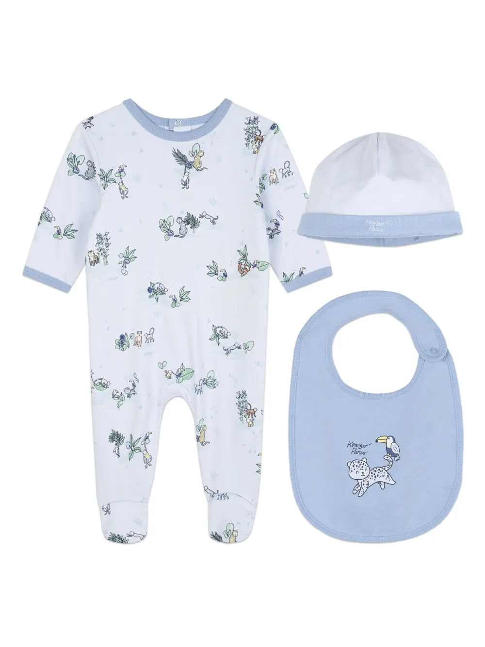 

Комплект из комбинезона и шапки с нагрудником Kenzo Kids, белый