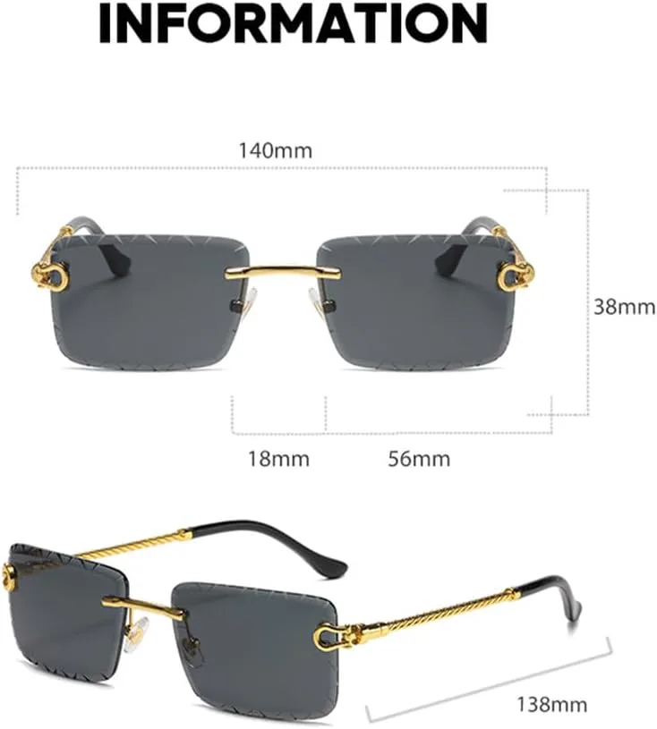 

Солнцезащитные очки без оправы с вырезом, металлические закрученные зеркальные дужки, цветные солнцезащитные очки для уличной фотографии HHZZYVY, Golden Blue