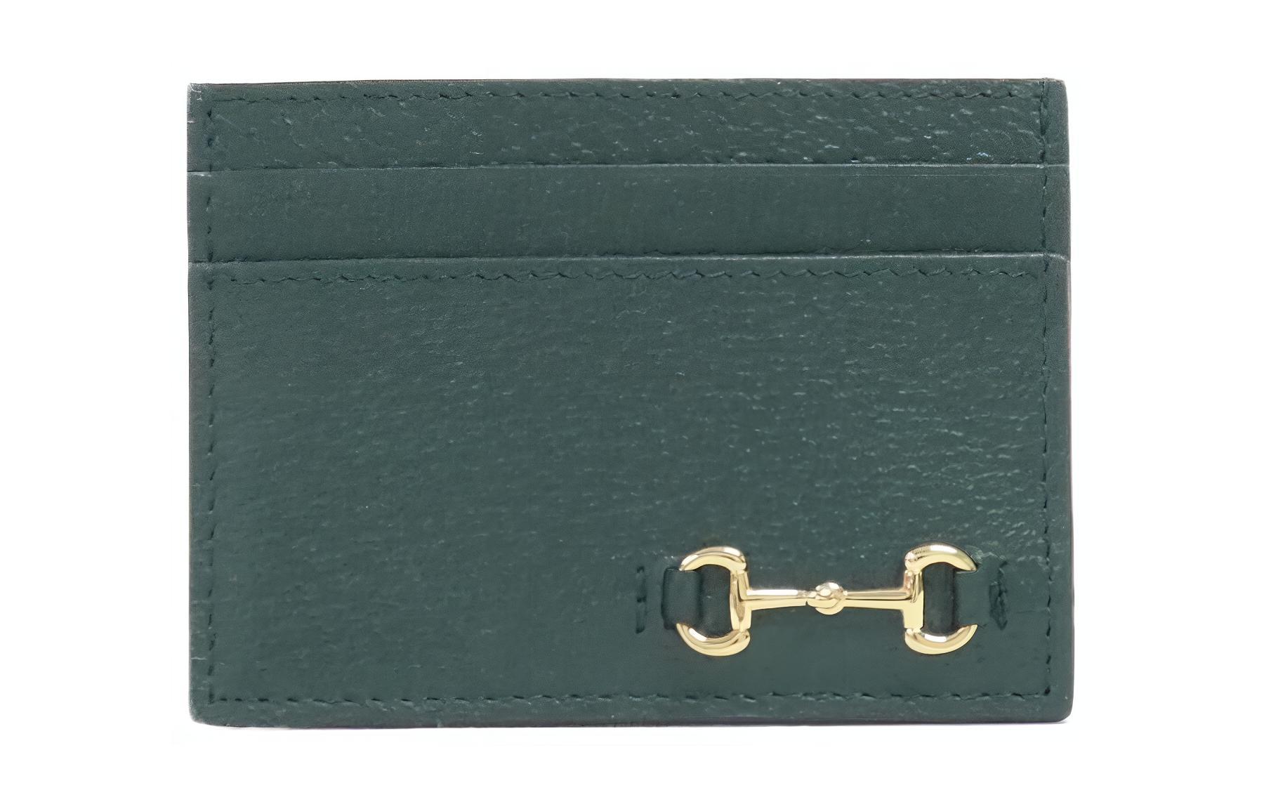 

GUCCI Кожаный картхолдер мужской зелёный