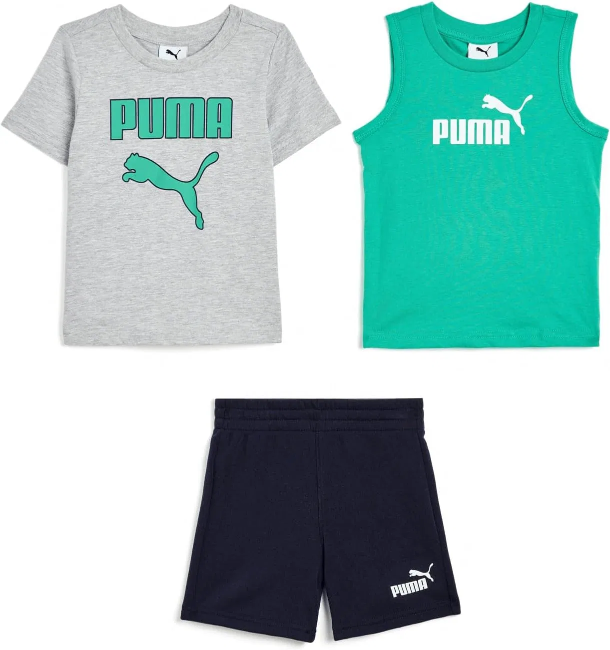 Детский спортивный набор из футболки, топа и шорт PUMA, 3 предмета, Teal Green