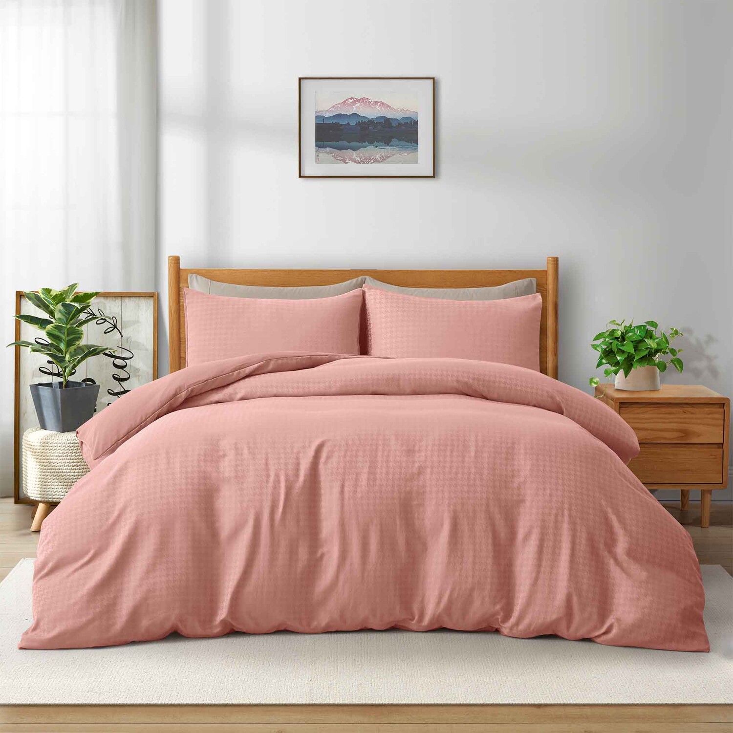 

Пододеяльник Peace Nest с наволочкой, цвет Swallow Grid Pink