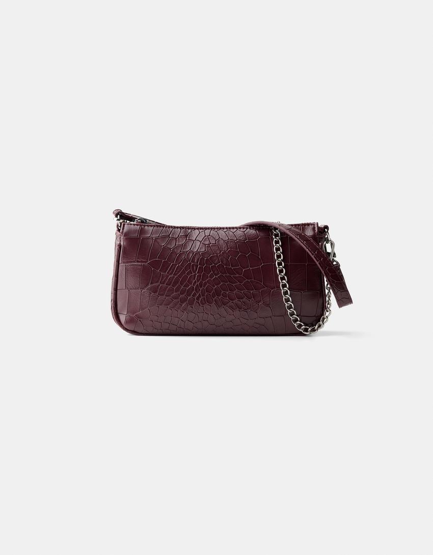 

Мини-Сумка из кожи бордового цвета Bershka, бургундия