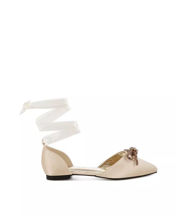 Босоножки Simina на плоской подошве с бантом и стразами Rag & Co, золотой — фото 3