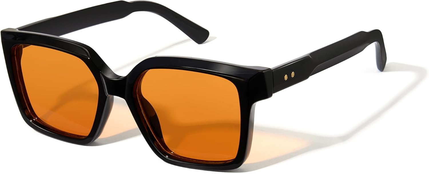 

Солнцезащитные очки Cyxus Square Fashion для женщин и мужчин, крупная массивная оправа, стиль уличной моды Y2K, для повседневной носки и активного отдыха, модель 1356, 01-black/ Orange-1356