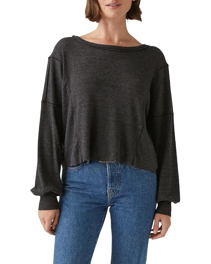 

Пуловер Michael Stars Cait Rib Mix Pullover, угольный