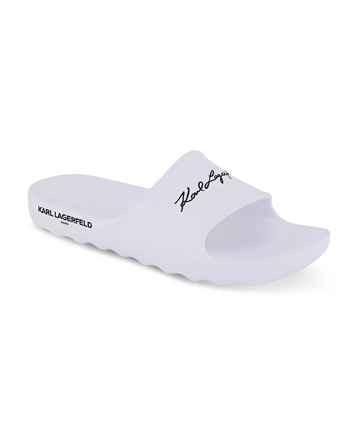

Мужские слайдеры с логотипом Signature Pool Slide KARL LAGERFELD PARIS, белый
