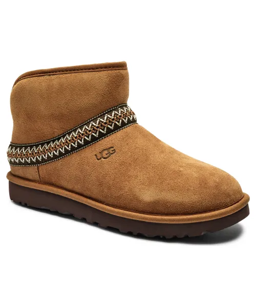 Кожаные зимние ботинки классические мини-полумесяц Ugg, бежевый