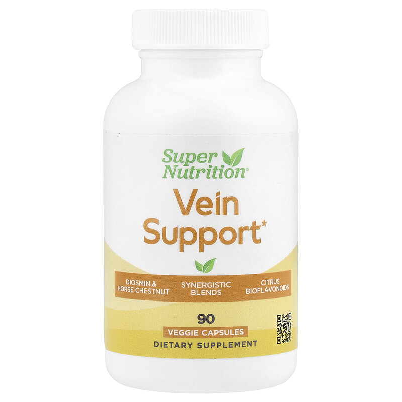

Super Nutrition, добавка для поддержки вен, 90 растительных капсул