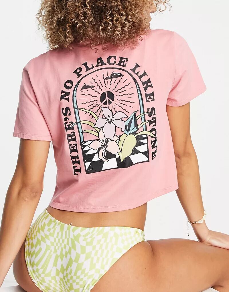 

Розовая футболка с нагрудным карманом Volcom Dial