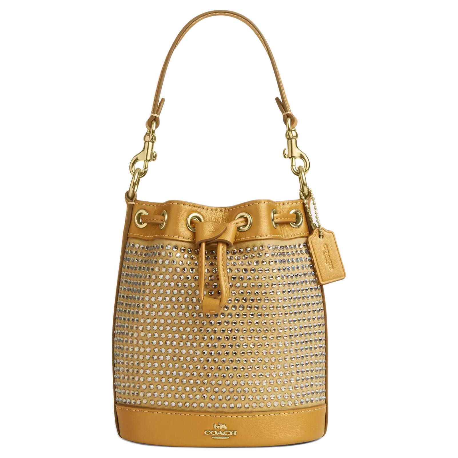 

Кожаная сумка-ведро, портативная сумка через плечо, мини-сумка на плечо, женская, желтая Coach, basic set (bag+dust bag)