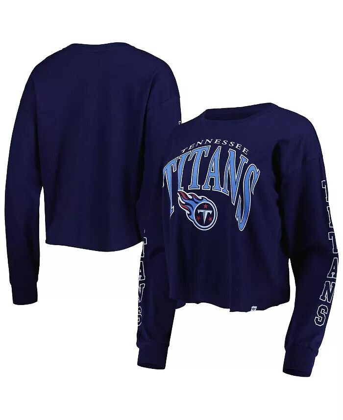 

Женская укороченная футболка с длинным рукавом Tennessee Titans Skyler Parkway темно-синего цвета '47 Brand