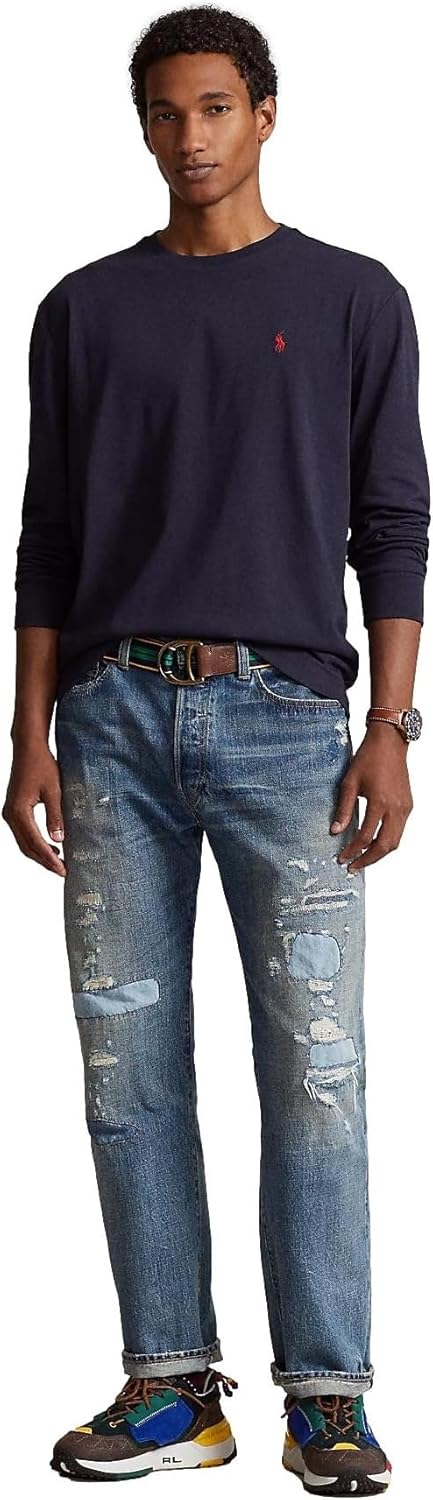 Мужская футболка POLO RALPH LAUREN Classic Fit Soft Touch с длинным рукавом, Ralph Lauren Navy — фото 3