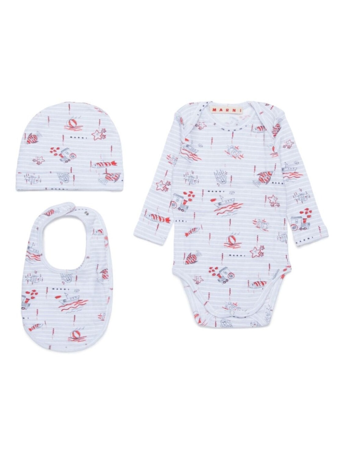

Marni Kids комплект для новорожденного в полоску, синий
