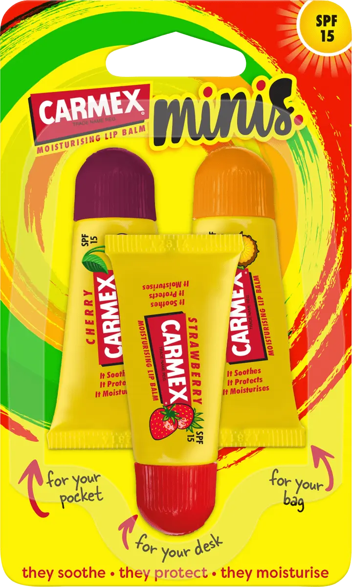 

Уход за губами Minis Клубника/Ананас/Мята-Вишня 150мл Carmex