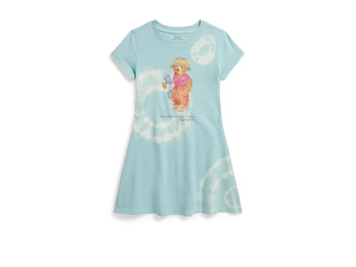 Платье с принтом Polo Bear Tie-Dye Polo Ralph Lauren Kids, Dalia Pink Tie-Dye