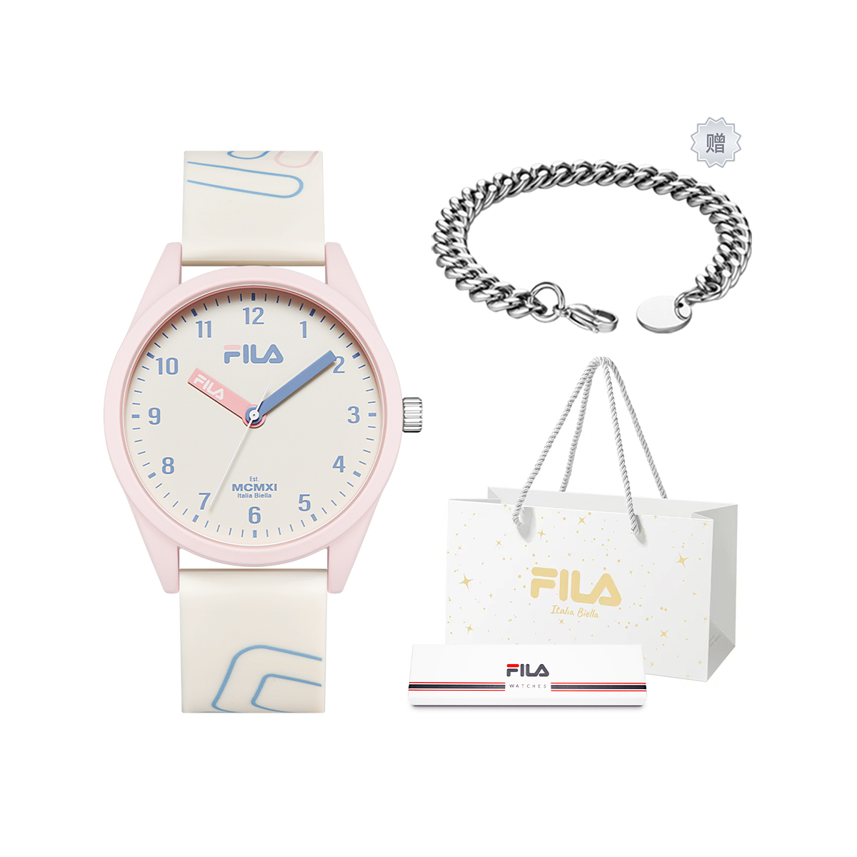 

FILA Часы 6463 Collection Wrist Watch Quartz Movement Silicone Strap 43mm White Dial Unisex