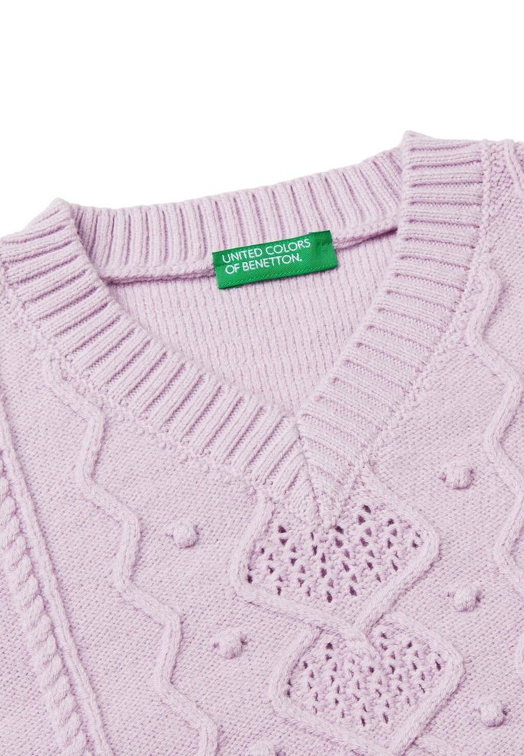 

Топ WITH HEART-STITCH PATTERN United Colors of Benetton, сиреневый