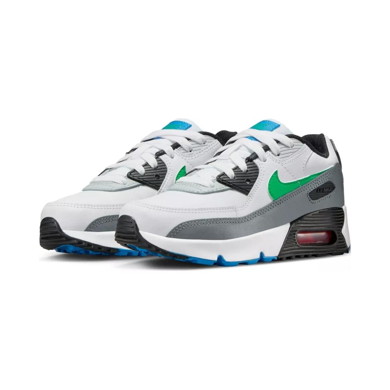 Кроссовки Nike Air Max 90 Kids Lifestyle Shoes PS Low-top White/Pure Platinum/Cool Gray/Stadium Green, белый/серый/зеленый — фото 3